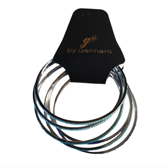 NWT G by Gennaro Blue Bangle Bracelets Set of 6 - Picture 2 of 2